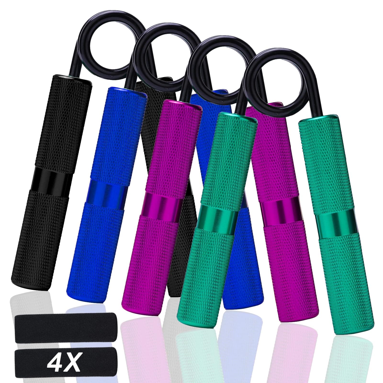 Grip Strength Trainer 4 Pack,50LB-200LB Metal Hand Grip Strengthener Set,Non-Slip Heavy-Duty Strength Training Equipment for Muscle Building and Hand Rehabilitation Exercising