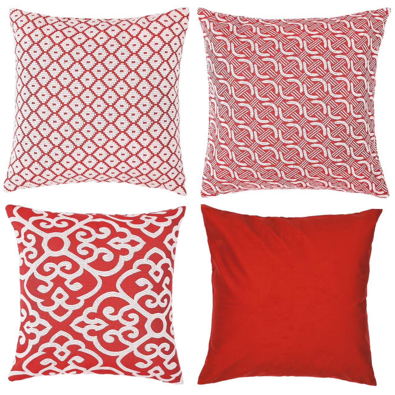 HAOD Decorative Throw Pillow Covers, Luxury Embroidery Cushion Cases for Sofa, Chair, Couch, Bedroom, Square Standard 18x18 Inches Pillow Cases (RED1)