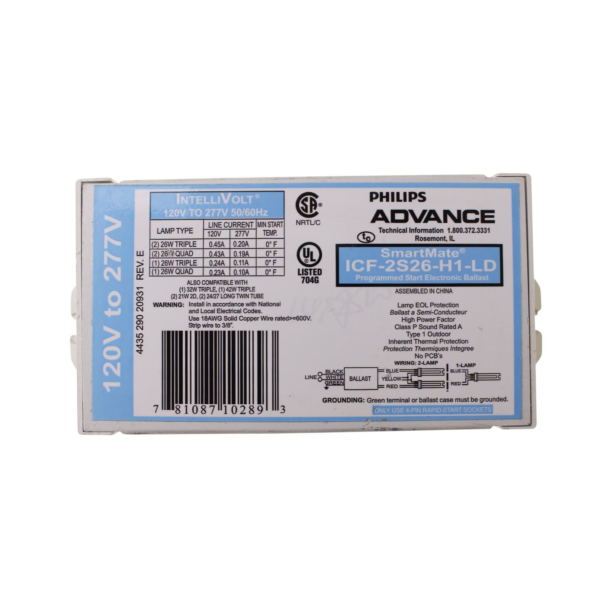 Advance 10289 - ICF-2S26-H1-LD Compact Fluorescent Ballast