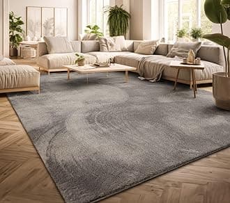 TT Home Large Rug Short Pile Monochrome Modern Design Washable, colour: Grey, Size:200 cm Square