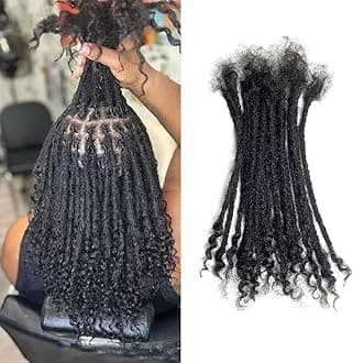 0.4cm Width Dreadlock Extensions 10 Inch 30 Strands 100% Permanent Human Hair Loc Extension with Curly Ends Natural Black Curly Locs Human Hair Can Be Dyed Bleached Curled And Twisted