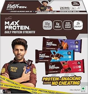 RiteBite Max Protein Daily Assorted Protein Bars with 10g Protein, 5g Fiber & 21 Vit. & Minerals | 0 Added Sugar, No Cholesterol & Trans Fat For Upto 2h of Energy, Healthy Snack, 50g (Pack of 6)