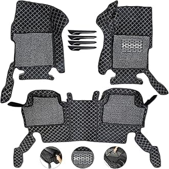 OWINO 7D Mat for Thar New Car Floor Mat with Free Bumper Protector Year: 2011-23, Full Velcro, 100% Company Assured, Washable, Grass Mat Attached