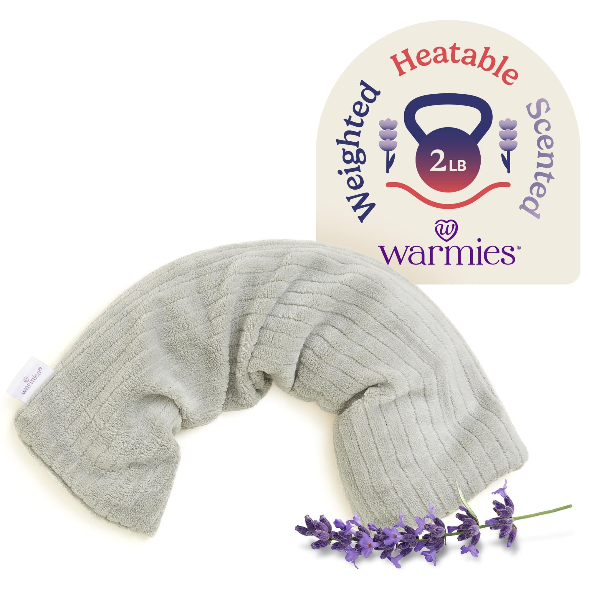 Hot-Pak, Microwavable Neck Wrap - Heating & Cooling Plush Pad for Calming Relaxation - Weighted & Heated Neck Warmer with Scented Lavender - Microwave Heat Pad for Aches & Pain - Gray