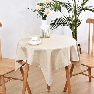 Wolkemer Faux Linen Small Square Tablecloth Heavy Duty Wrinkle Resistant Fabric Table Cloths 36 x 36 Inch Beige Coffee Table Cover for Kitchen Dining Indoor Outdoor Tabletop Decoration