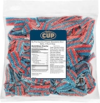 By The Cup Blazpberry Sour Belts, 1 lb Bulk Bag