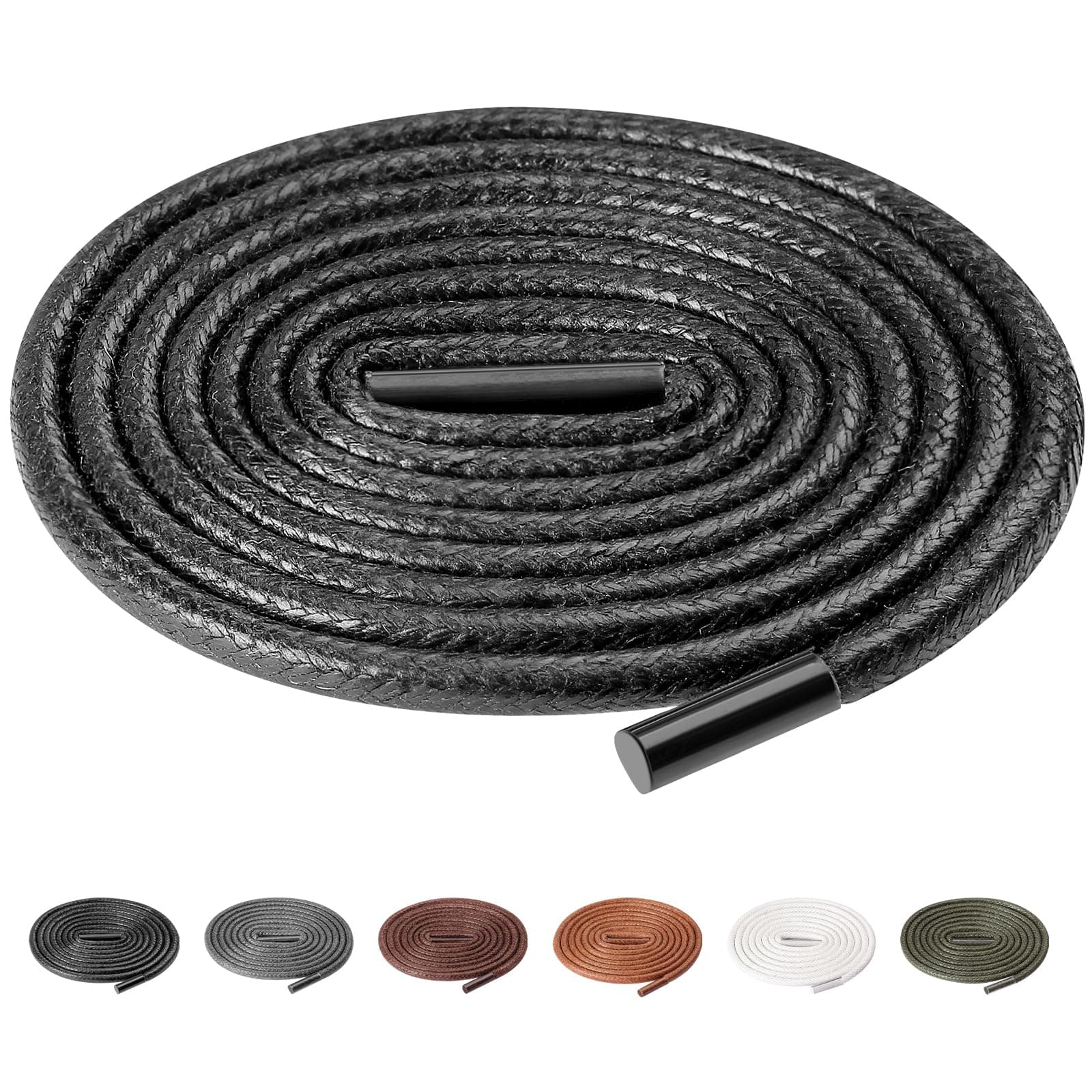 UpUGo1 Pair Waxed Round Shoe Laces, 3/32" Thin Formal Business Oxford Shoelaces for Men or Women's Dress Shoes