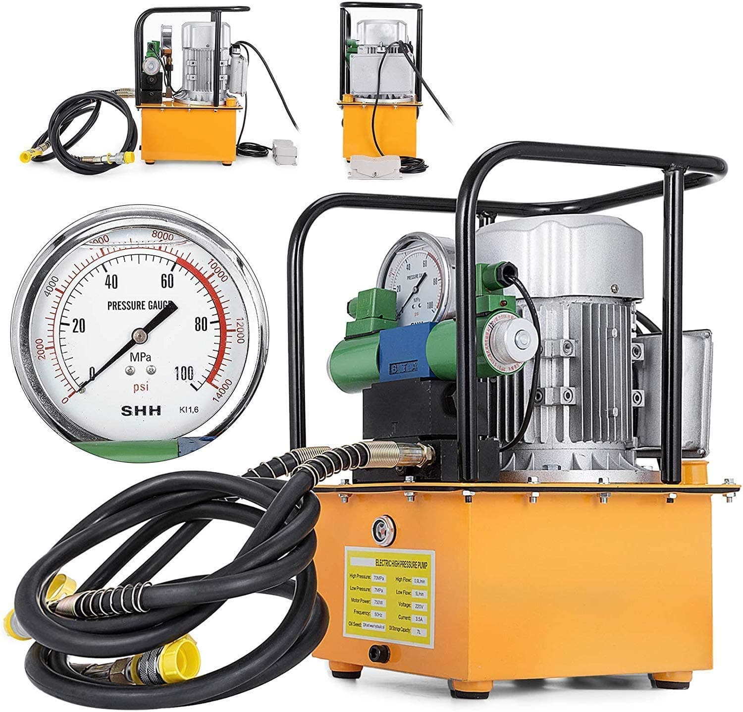 CNCEST Electric Driven Hydraulic Pump, Double-Acting Solenoid Valve Hydraulic Pump, 1400r/Min Motor for Lifting Pressing Bending Straightening Cutting Assembly Disassembly