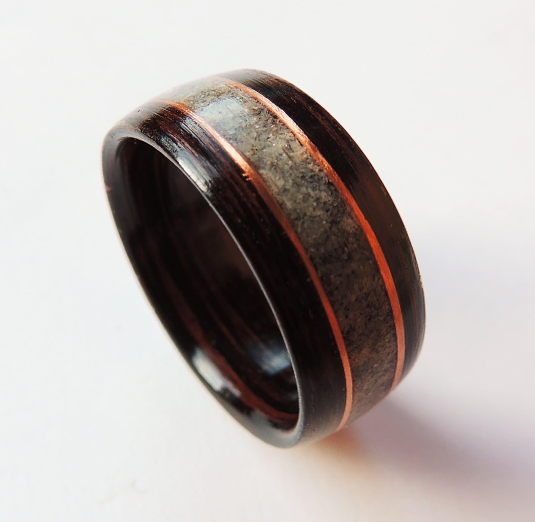 Wenge Bentwood Ring with Copper & Antler Inlay