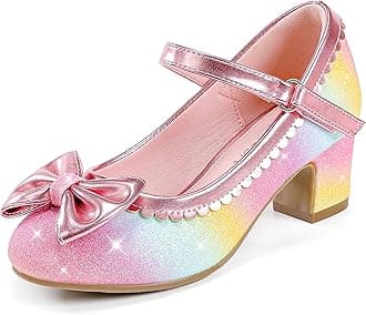 Princess Shoes High Heel Toddler Girls Dress Shoes Cute Bowknot Sparkle Mary Jane Flower Girls Wedding Birthday Party Prom for Little Big Kids