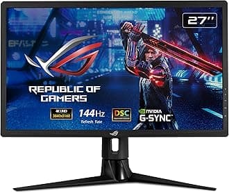 ASUS ROG Strix 27” 4K HDR 144Hz DSC Gaming Monitor (XG27UQR) - UHD (3840 x 2160), IPS, 1ms, Extreme Low Motion Blur, DisplayHDR 400, DCI-P3 90%, G-SYNC Compatible, Eye Care, DisplayPort, HDMI, USB 3.0