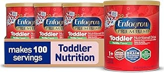 Enfagrow Premium Toddler Milk Nutritional Drink, Enfagrow Toddler Drink, Try Our Brain-Supporting Trio, Vanilla 32oz Can, Pack of 4