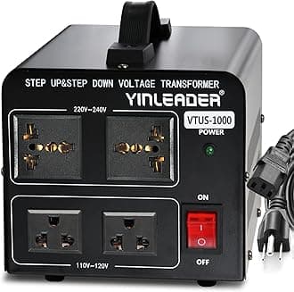 Yinleader 1000W Voltage Converter Transformer(110V to 220V OR 220V to 110V) 1000 Watt Step Up/Down Converter 110/120 Volt - 220/240 Volt w/US Power Cord,Circuit Breaker Protection (VTUS-1000)