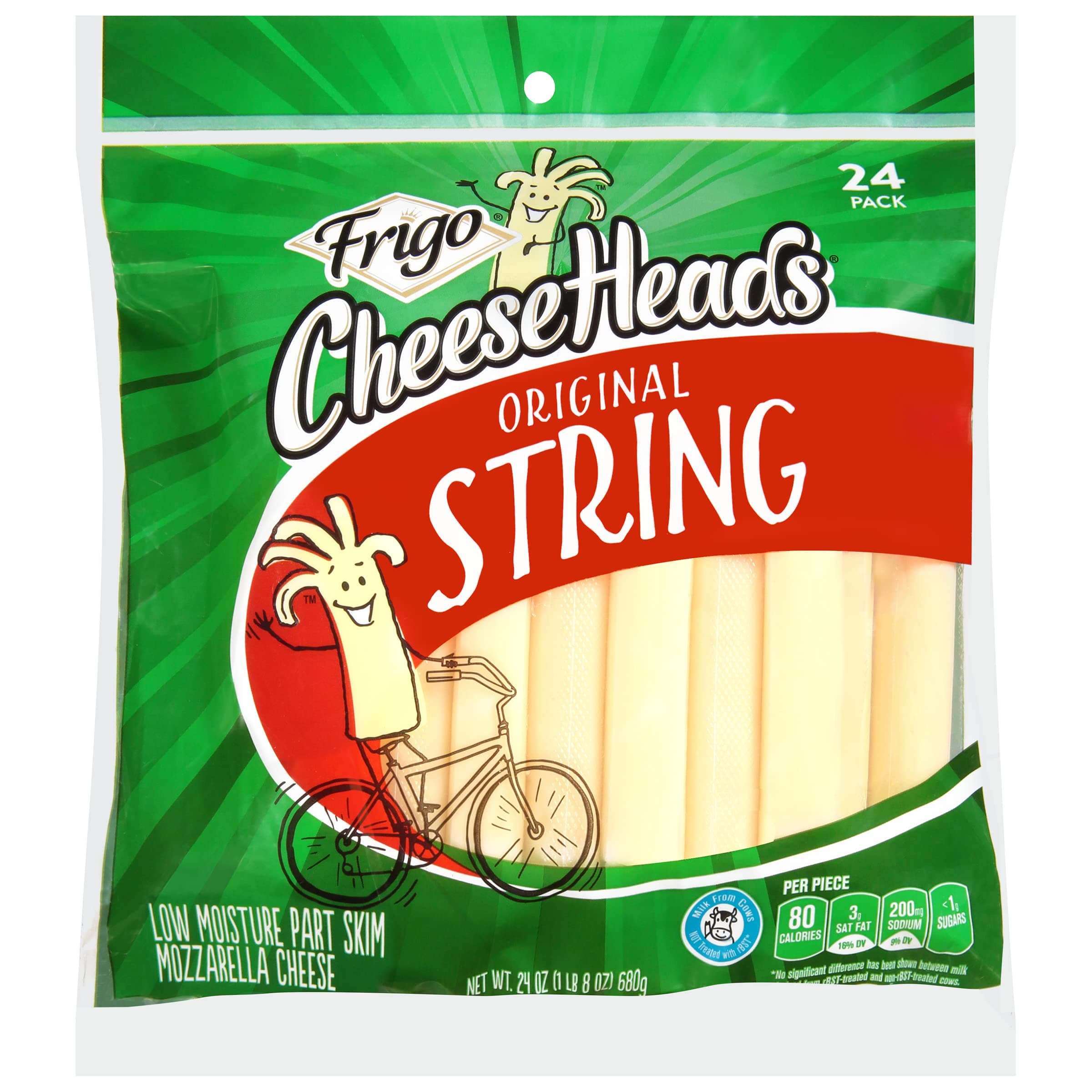 Frigo® Cheese Heads® Original Mozzarella String Cheese Snacks, 24 oz, 24 Count