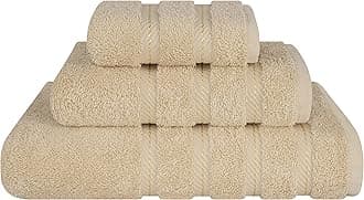 Luxury 3 Piece Towel Sets, 1 Bath Towel 1 Hand Towel 1 Washcloth, 100% Turkish Cotton Towels for Bathroom, Beige Towel Set