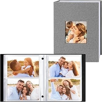 Ywlake Photo Album 4x6 200 Pockets 2 Packs, Linen Photo Albums Holds 200 Horizontal Pictures Only Grey