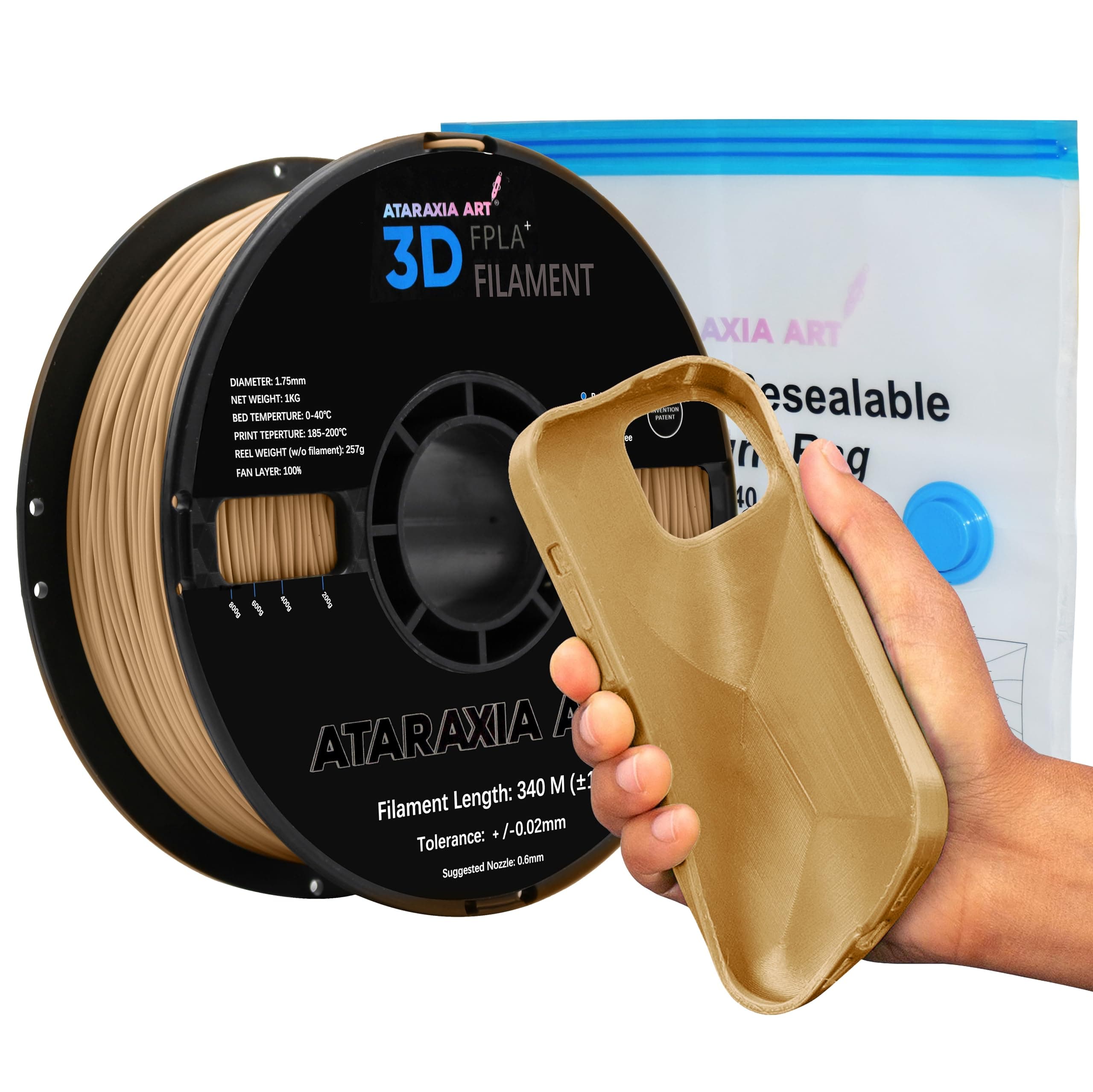 ATARAXIA ARTFlexible PLA Plus 3D Printer Filament 1.75 mm ,1kg Spool (2.2 lb), Better Than TPU, 89A Shore Hardness, Patented Formula Compatible with Bowden Extruder, Include Resealable Vacuum Bag V2