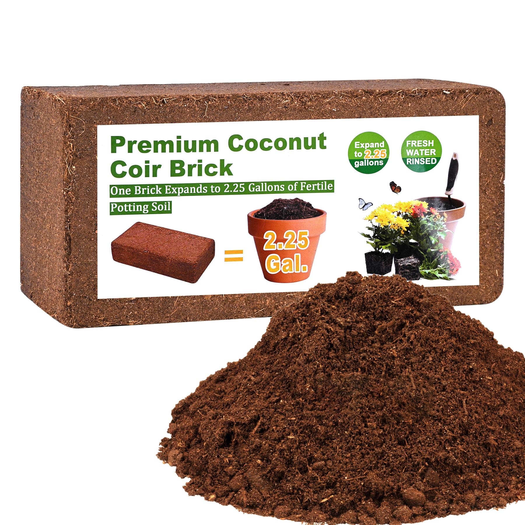 Organic Coco Coir 1 Pcs Compressed Coconut Brick Fiber Husk Substrate Mulch Bark Core Growing Medium Peat Moss Soil High Nutrition For Plants Gardening Seed Starting Mix