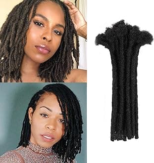 WacanDan 100% Human Hair Dreadlock Extensions for Men/Women 0.6cm Width Full Hand-made 6 Inch 10 Strands Permanent Locs Extensions Can be Dyed and Bleached