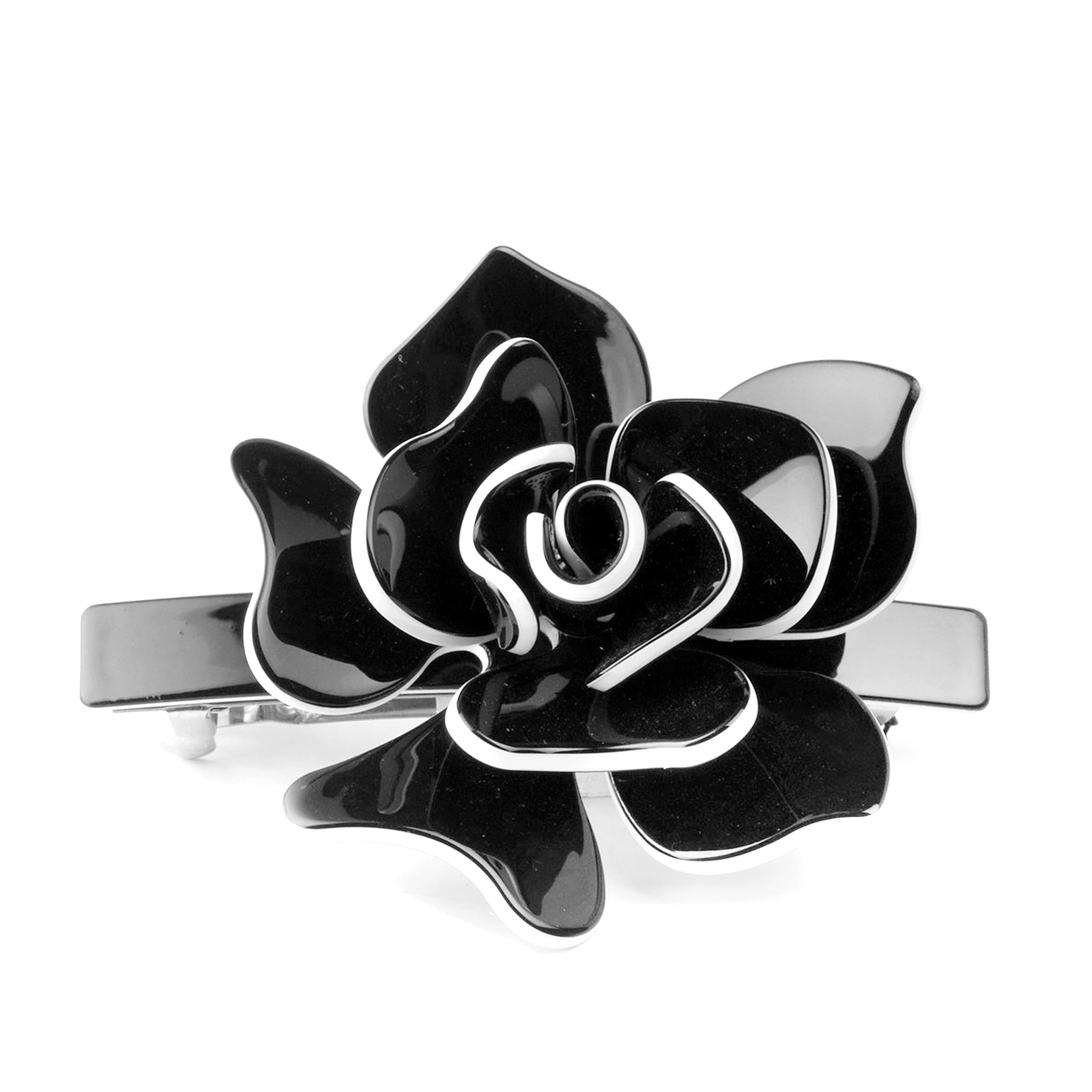 Black Flower Barrette clip by Moliabal Milano