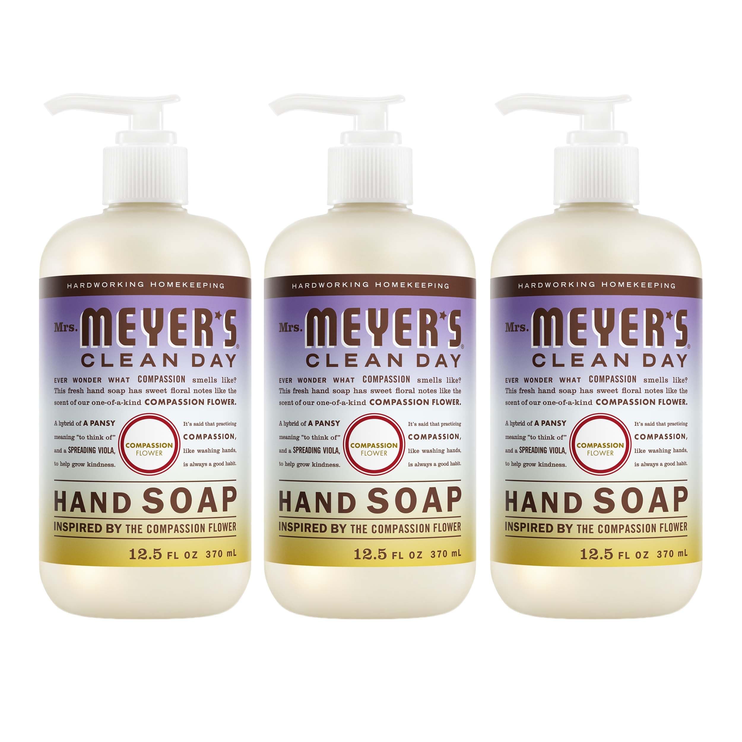 MRS. MEYER'S CLEAN DAY Hand Soap, Compassion Flower Scent, 12.5 Fl Oz Bottle - 3 Pack