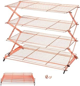 Geesta 2/3/4-Tier Collapsible Cooling Rack with Adjustable 3 Setting Design Stackable Cooling Roasting Cooking for Cookies Baking - Copper Cooking Utensils