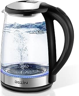 Dezin Electric Kettle, BPA-Free 2L Electric Water Heater, Glass Electric Tea Kettle, 304 Stainless Steel Hot Water Kettle Warmer with Fast Boil, Auto Shut-Off & Boil Dry Protection, for Coffee, Tea