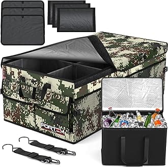 FORTEM Trunk Organizer with Cooler For SUV Car Trunk, Foldable Storage, Car Accessories for Women Men, Collapsible Bag, Perfect Christmas Gifts, 600D Oxford, Non Slip Bottom, Straps, Soft Cover (105L)