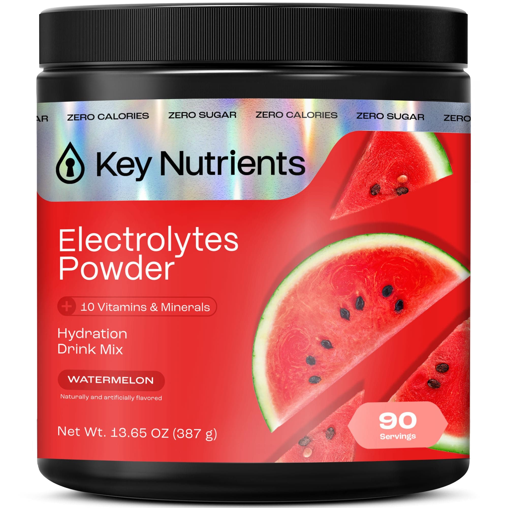 KEY NUTRIENTS Electrolytes Powder No Sugar - Refreshing Watermelon Electrolyte Drink Mix - Hydration Powder - No Calories, Gluten Free - Powder and Packets 90 Servings