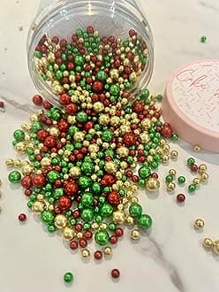 Cake N BakeChristmas Themed Edible Sprinkles 90g pots (Christmas Themed Metallic)
