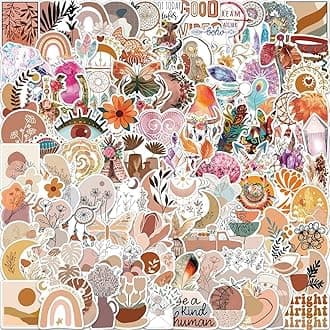 Boho Sticker | 100PCS | Aesthetic Vinyl Waterproof Bohemian Stickers Packs for Teens Girls Adults, Modern Minimalist Abstract Line Art Decor for Water Bottles Scrapbooking Journaling Junk Skateboard