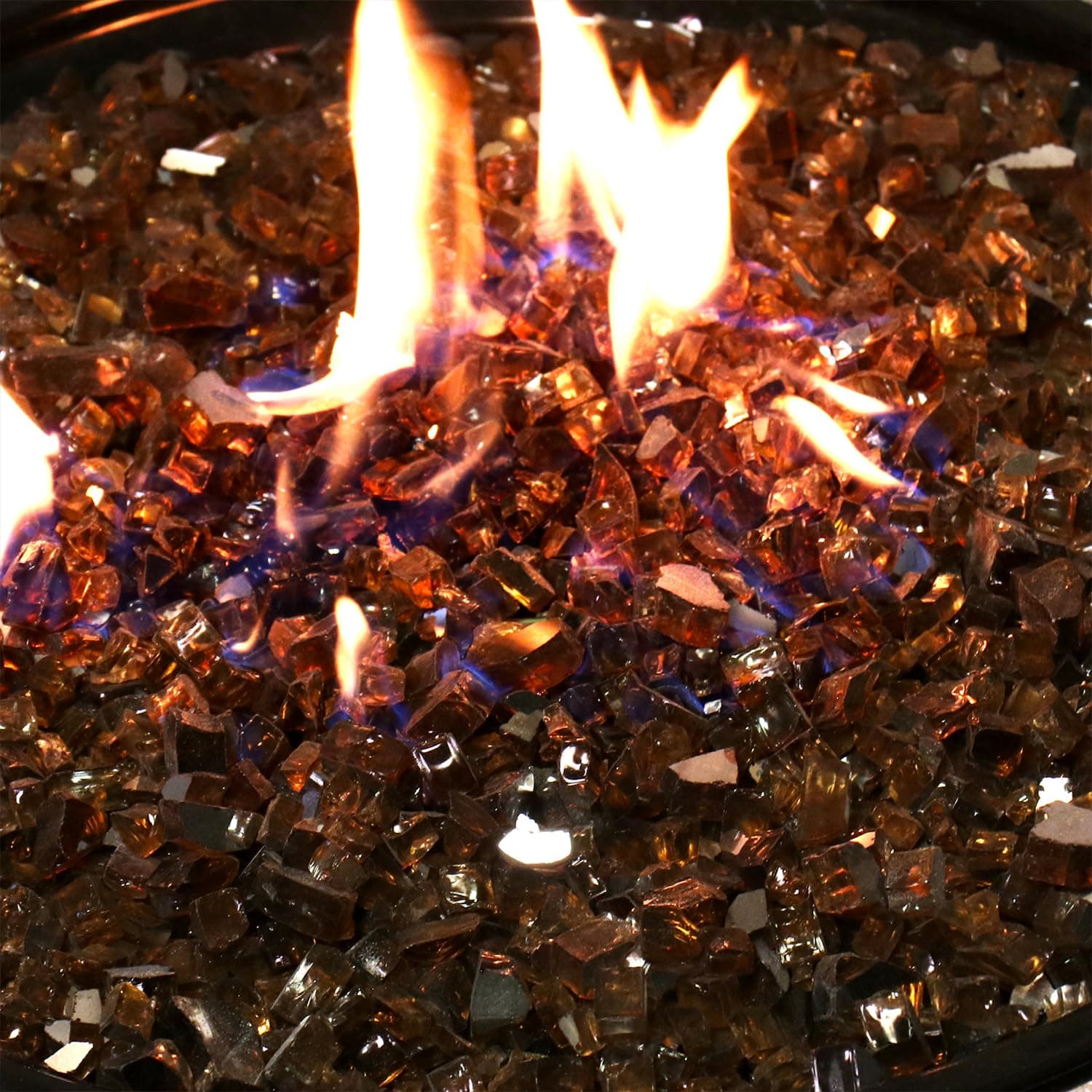 Fire Glass - Copper, 18 Pounds - 1/2 Inch High Luster Reflective Tempered Glass Fire Pit Rocks for Natural or Propane Fireplace, Safe for Outdoor and Indoor Firepits