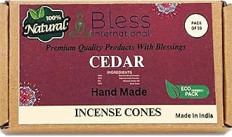 Cedar 100%-Natural-Incense-Cones Handmade-Hand-Dipped Organic-Chemicals-Free for-Purification-Relaxation-Positivity-Yoga-Meditation The-Best-scents (10 Count)