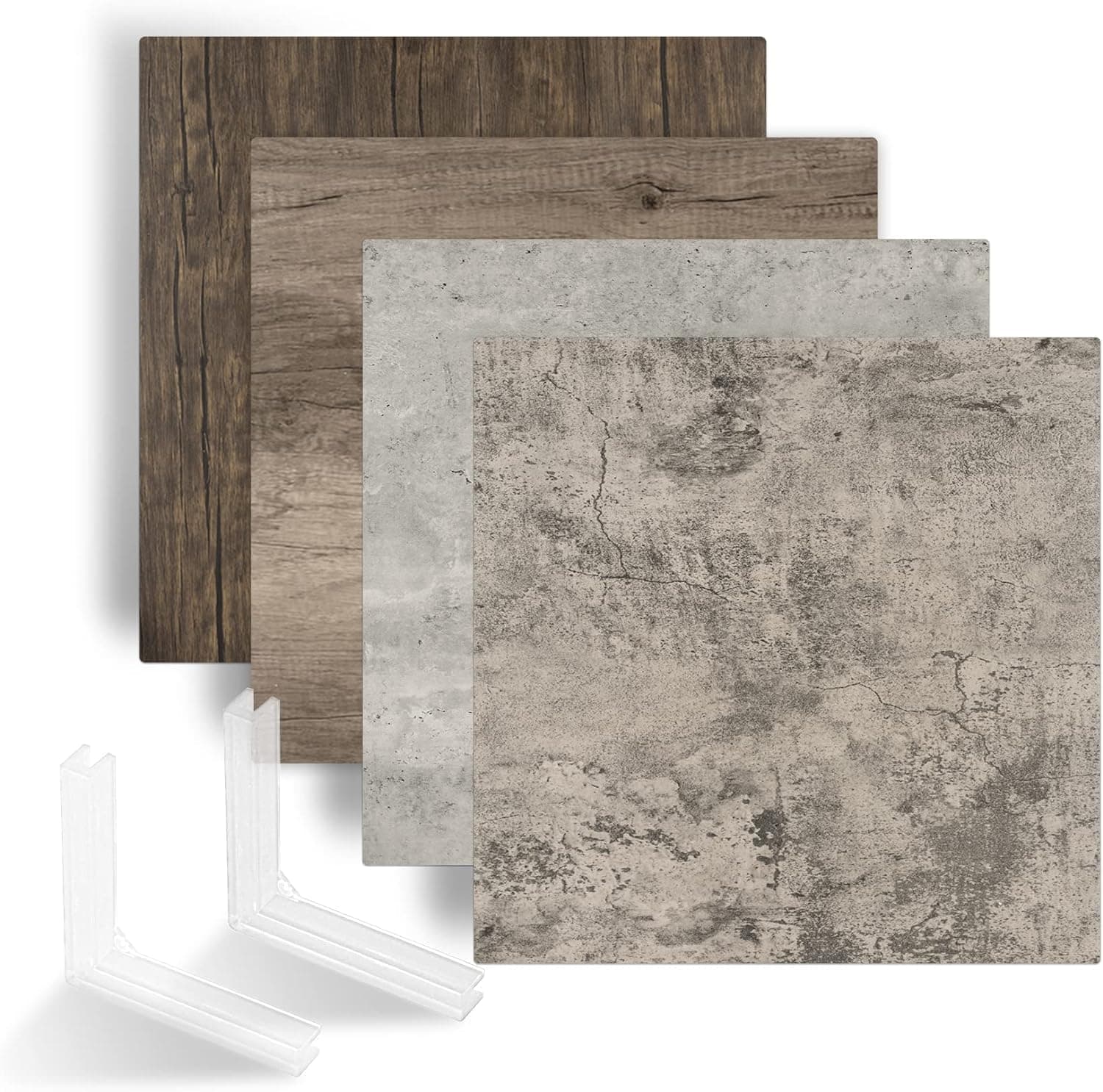 BPA® 2 Pcs 21.6in/55cm Photo Backdrop Boards, Double Sided Wood & Cement Texture Realistic Surface Background for Flat Lay Food, Tabletop Product Photography