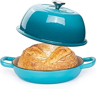 Enamelled Cast Iron Dutch Oven Pot – Dutch Oven For Sourdough Bread Baking – Cast Iron Bread Pot – Blue, 6 Quarts, 26cm – by Nuovva
