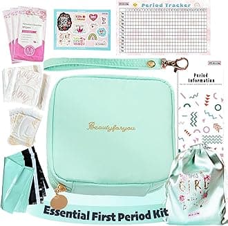 Essential Period Kit for Girls | First Period kit for Girls 10-12 | Period Bags for Teen Girls for School | First Period Gift with Sanitary Pad Storage Bag, Wipes, Period Tracker and More(Mint),
