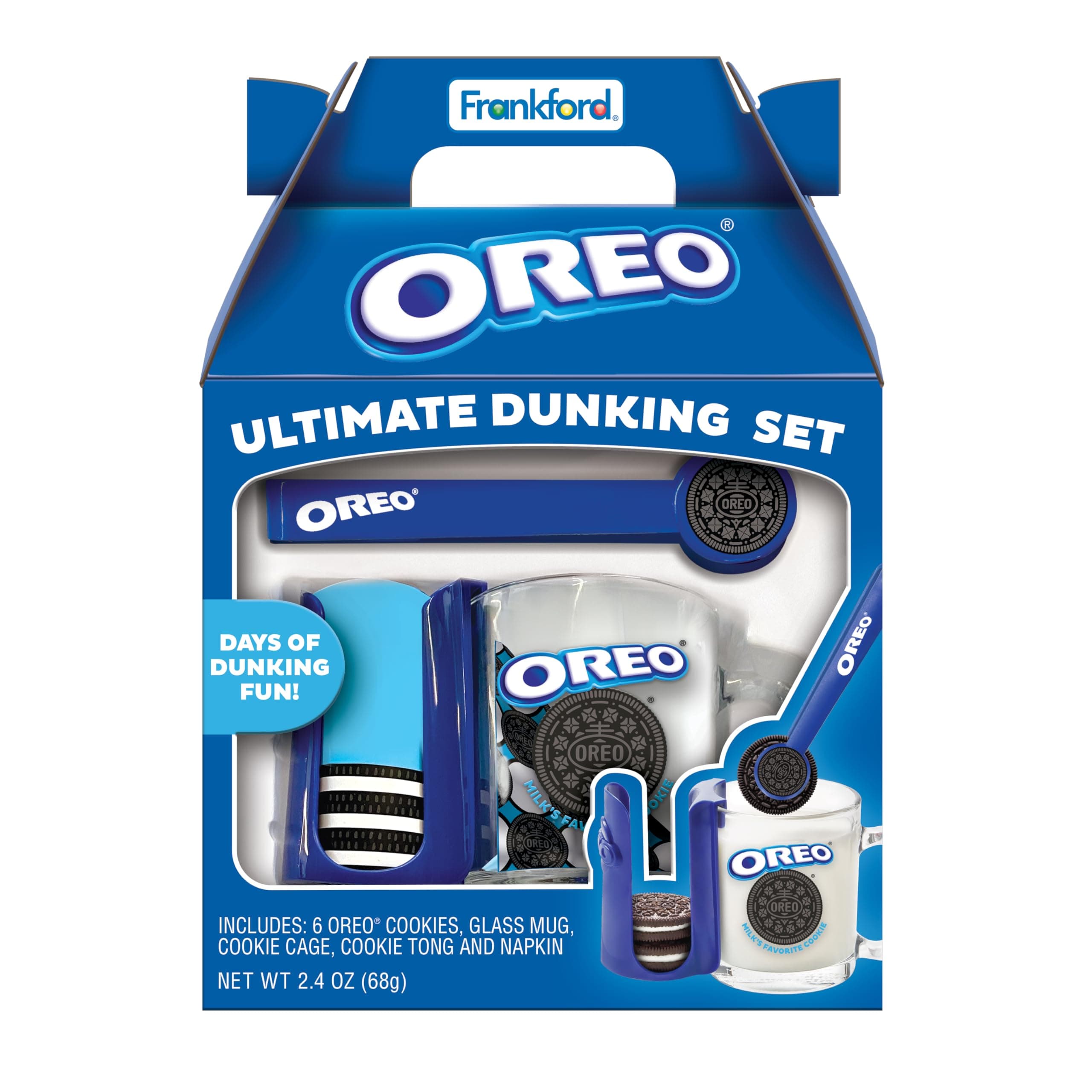 OREO Ultimate Dunking Gift Set With OREO Cookies, Glass Mug, Cookie Holder & Dunking Tongs, By Frankford Candy