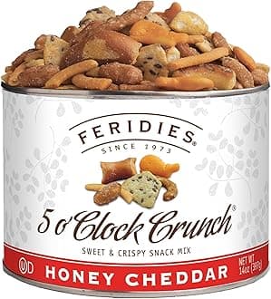 FERIDIES Five O'clock Crunch Honey Cheddar Snack Mix with Premium Virginia Peanuts, 14 Ounce (Pack of 1) Honey Cheddar Mix