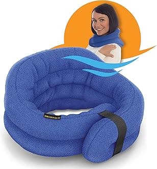 Microwave Heating Pad, Microwavable Heated Neck and Shoulder Wrap, Hands-Free Weighted Moist Hot or Cool Pack, Soft Fleece Cover and Flaxseed Filling, 26 Inch Length, SkyBlue