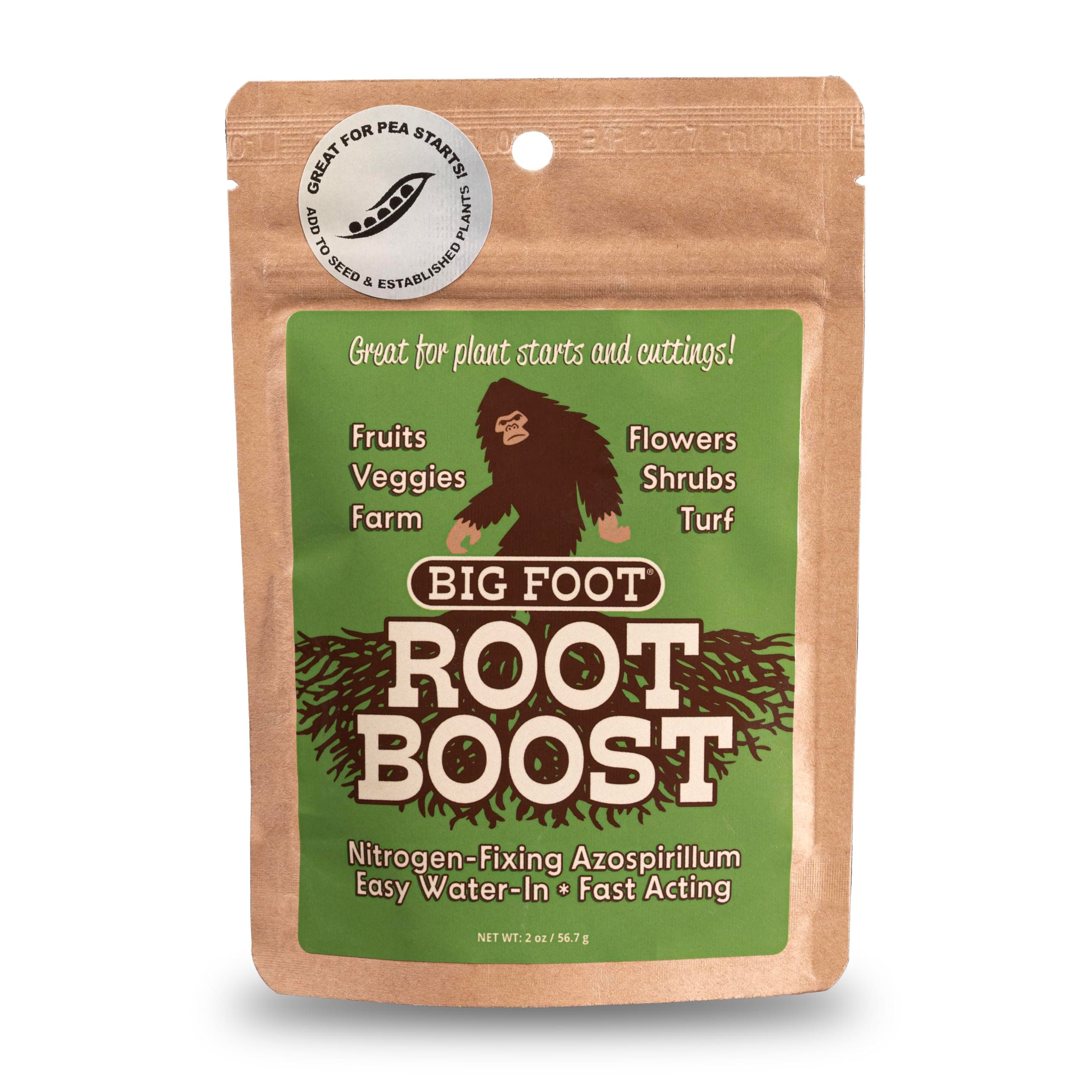 Big Foot Probiotic Root Boost Water Soluble Powder For Established Plants and Transplants - GROW ROOT SIZE, Increase Nitrogen, Grow New Plants from Cuttings, Pea Inoculant - 2 Ounces
