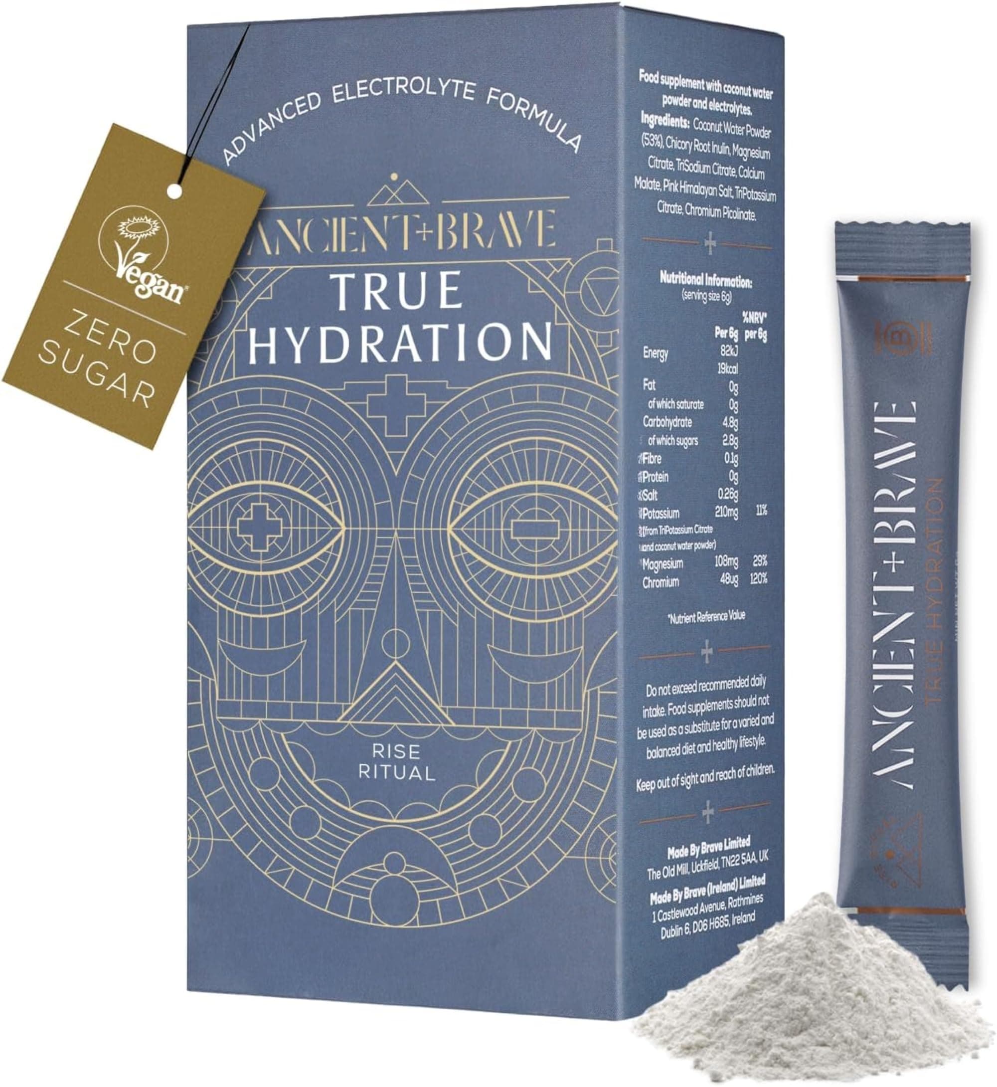 True Hydration - Electrolyte Powder 15 x 6g Sachets - Magnesium, Potassium, Chromium - Coconut Water Blend for Morning Replenishment, Post Workout Recovery - Vegan, Natural Flavor