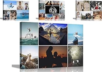 Artley Prints 6 Photos on Custom Canvas Prints Personalised Wall Art Hanging Decor for Home Office Baby, Wedding, Selfie Photos 76 x 50cm (30 x 20 inches)