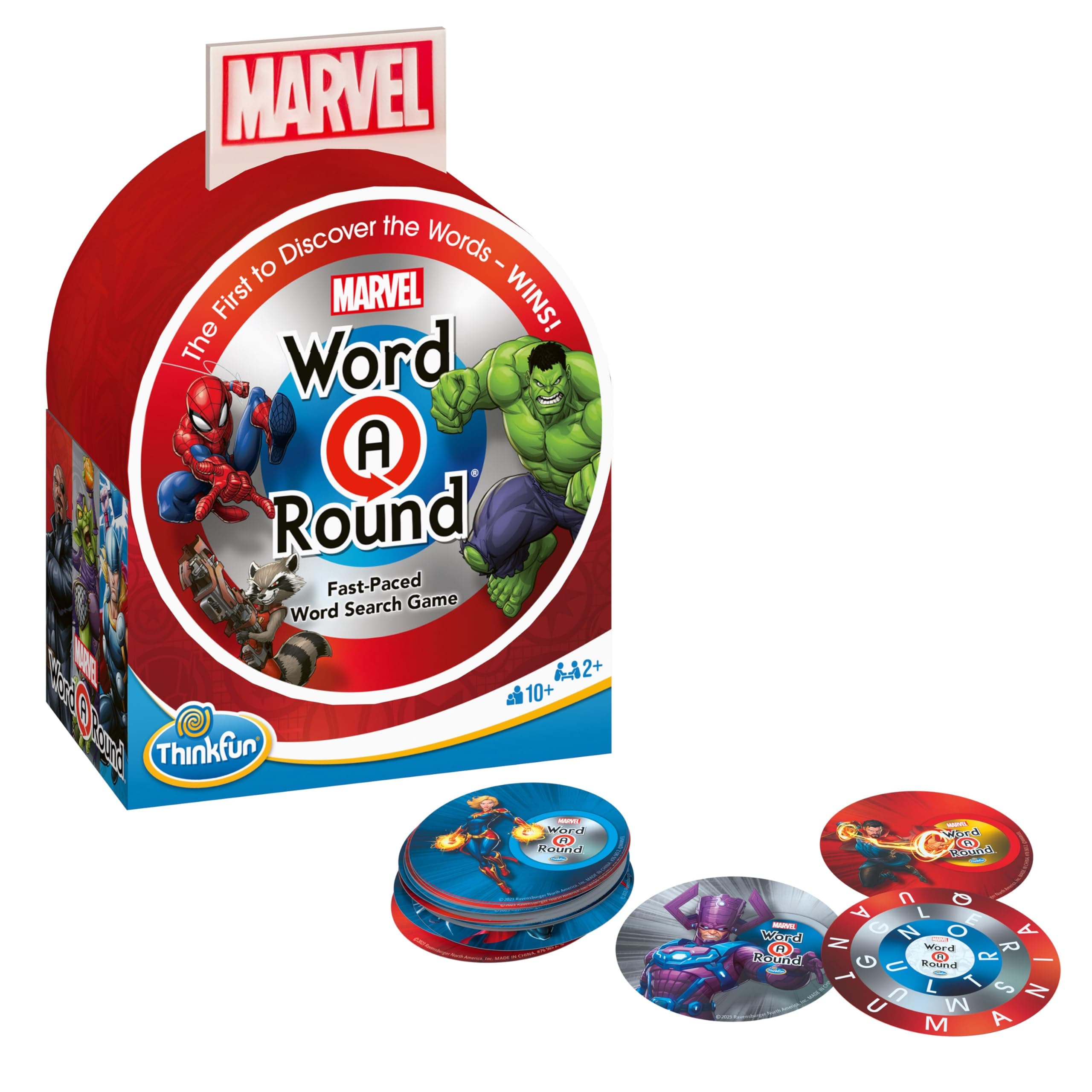 ThinkFun's Marvel WordARound: Read The Word Around The Card Trivia Game for 10+.