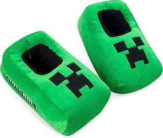 Minecraft Boys Slippers, Cozy Indoor House Shoes - Gamer Gifts for Boys