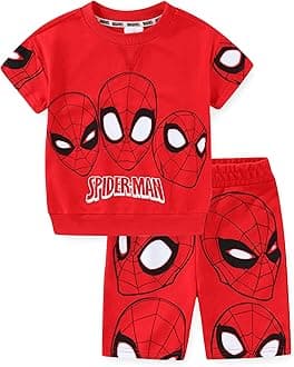 MarvelSpider-Man Boys 2 Piece Shirt and Shorts Outfit Set for Toddler and Big Kids