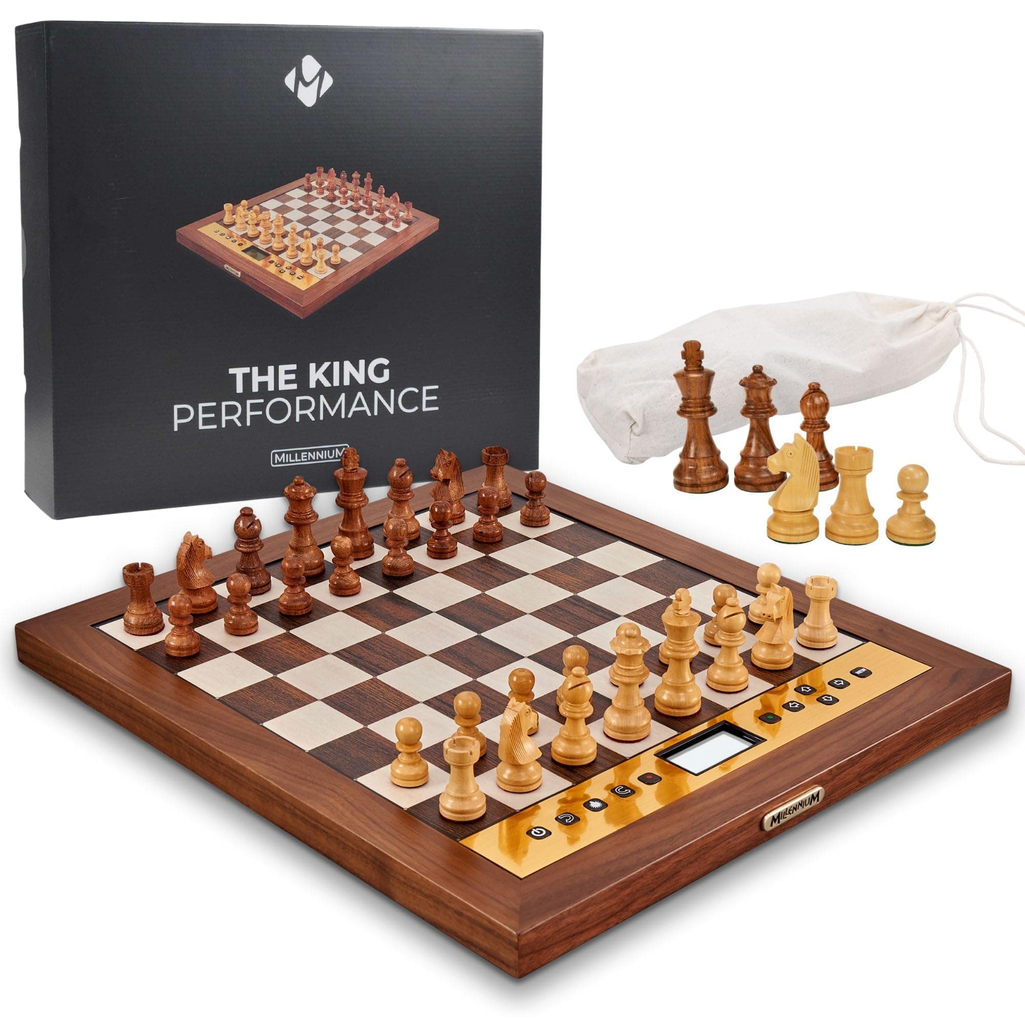 M830 Luxury Electronic Chess Board – The King Performance, Handcrafted Wood, Human-Like AI, Adaptive 300–2400 ELO, Premium Chess Computer for Home