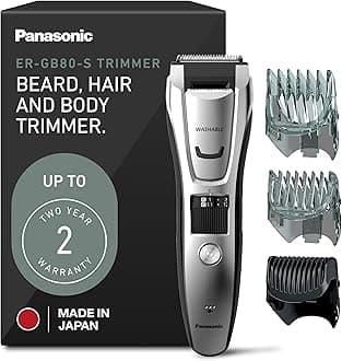 Multi-Groomer Men’s Trimmer for Beard, Hair and Body, 39 Trim Length Settings with 3 Attachments, Corded/Cordless Operation – ER-GB80-S (Silver)