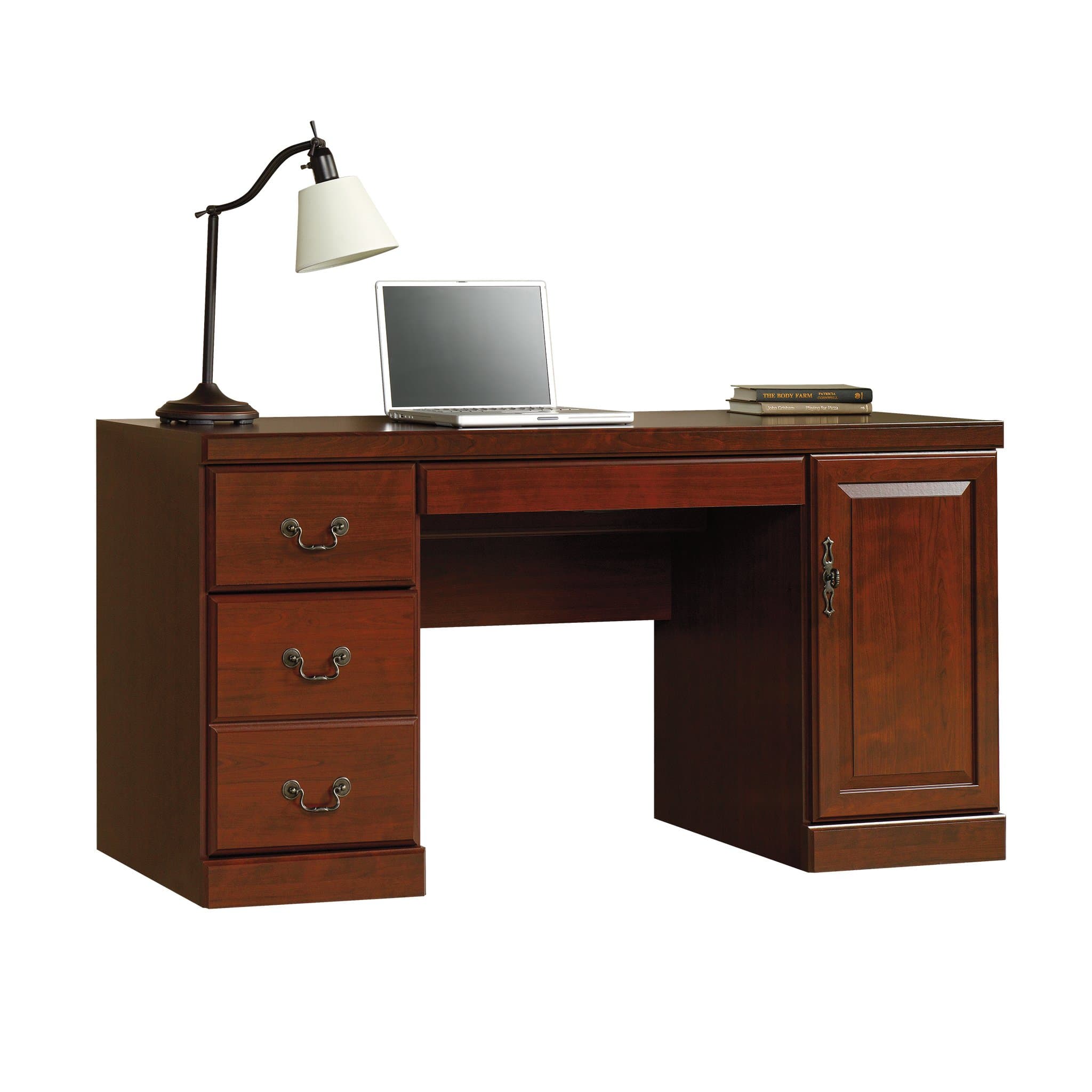 404944 Heritage Hill Computer Credenza, Classic Cherry Finish, L: 59.13" x W: 20.47" x H: 30.16"