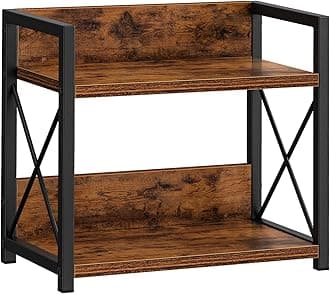 Countertop Shelf Organizer, 2 Tier Kitchen Spice Rack for Countertop, Wood Coffee Counter Shelf Organizer for Home (Brown, S)