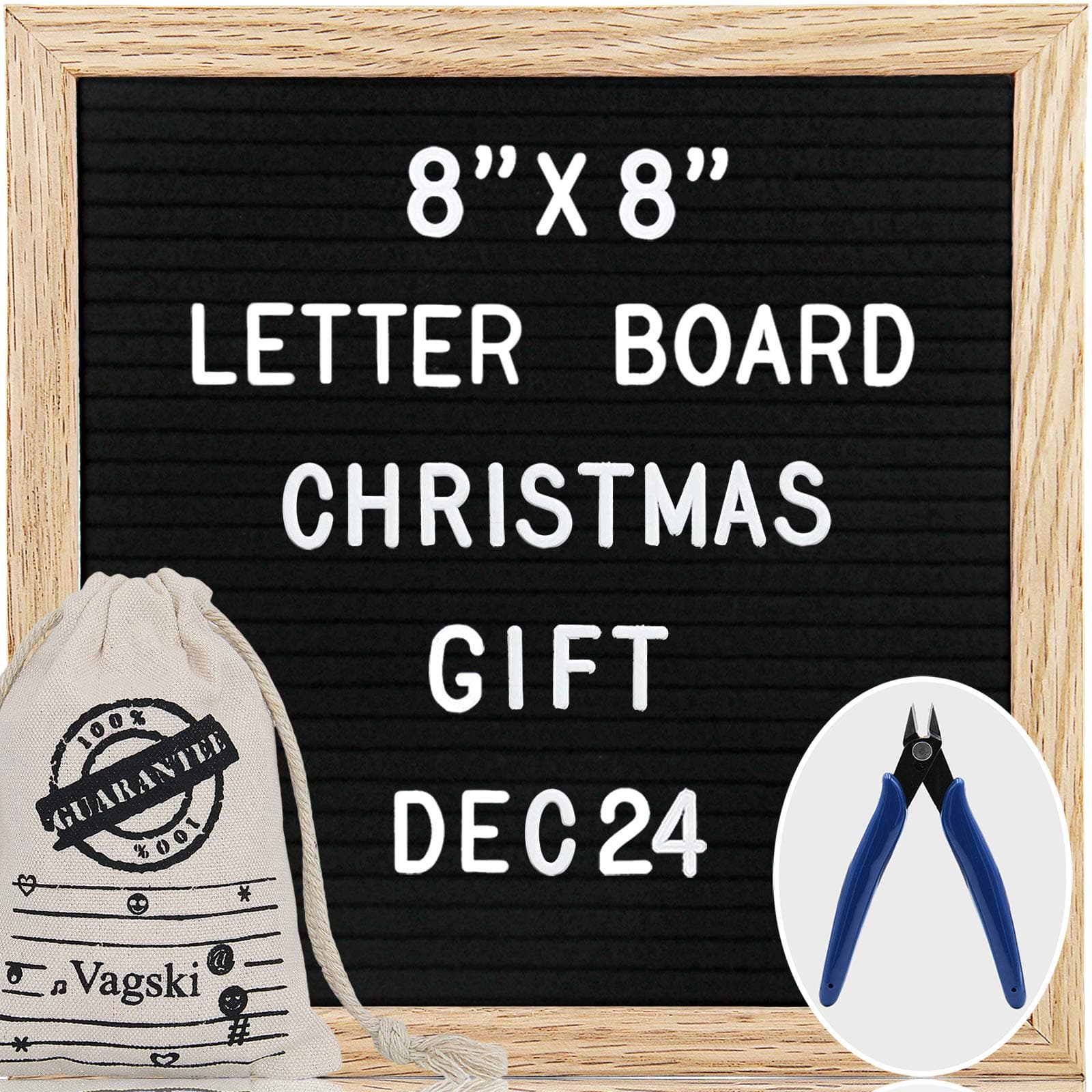 Mini Black Felt Letter Board Set- 8x8 Inches Changeable Letter Board with 460 Letters and Numbers Burlap Storagebag Scissors for Announcement Home Decoration and Christmas Gift 066
